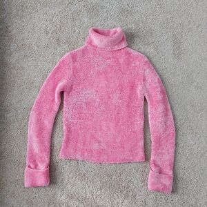 Pink Chenille Turtleneck Sweater